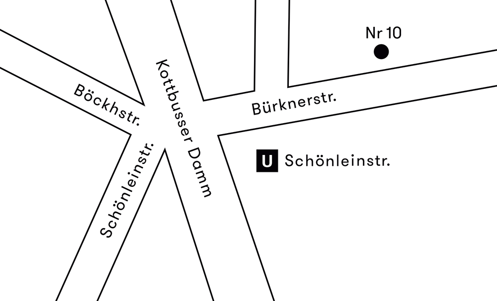 Karte mit Lage der Praxis in Berlin mit Markierung der U-Bahn-Station Schönleinstraße